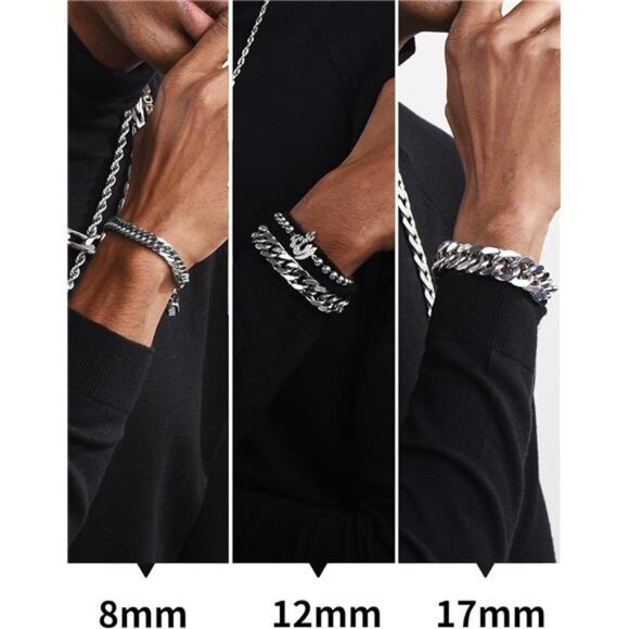 Cuban Link Bracelet Men Women Gold Plated Stainless Steel Chain Jewelry Gift - Picture 5 of 7